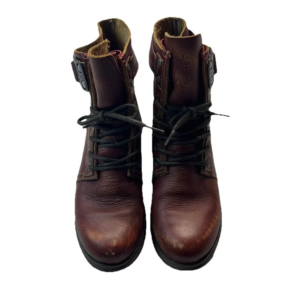 FLY LONDON Boots Womens EU39 US8-8.5 Brick Red Stay Leather Steam Punk Grunge